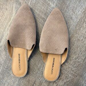 Lucky Brand Brynnuh Mule Tan Suede Leather Slide Slip On Shoe size 9